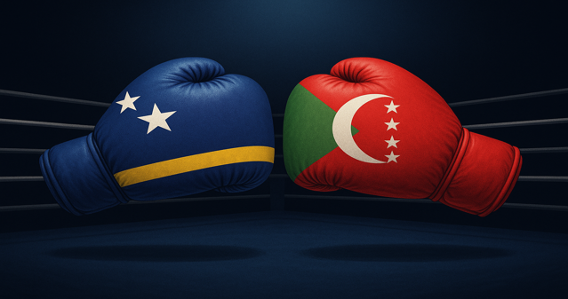 Curaçao vs Anjouan iGaming license comparison illustrated as two boxing gloves in a boxing ring